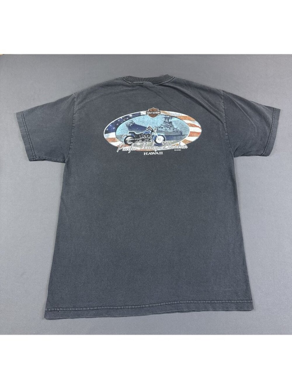 Rare Vintage Y2K Harley Davidson Hawaii Pacific Sun Fade Biker Large USA Made T